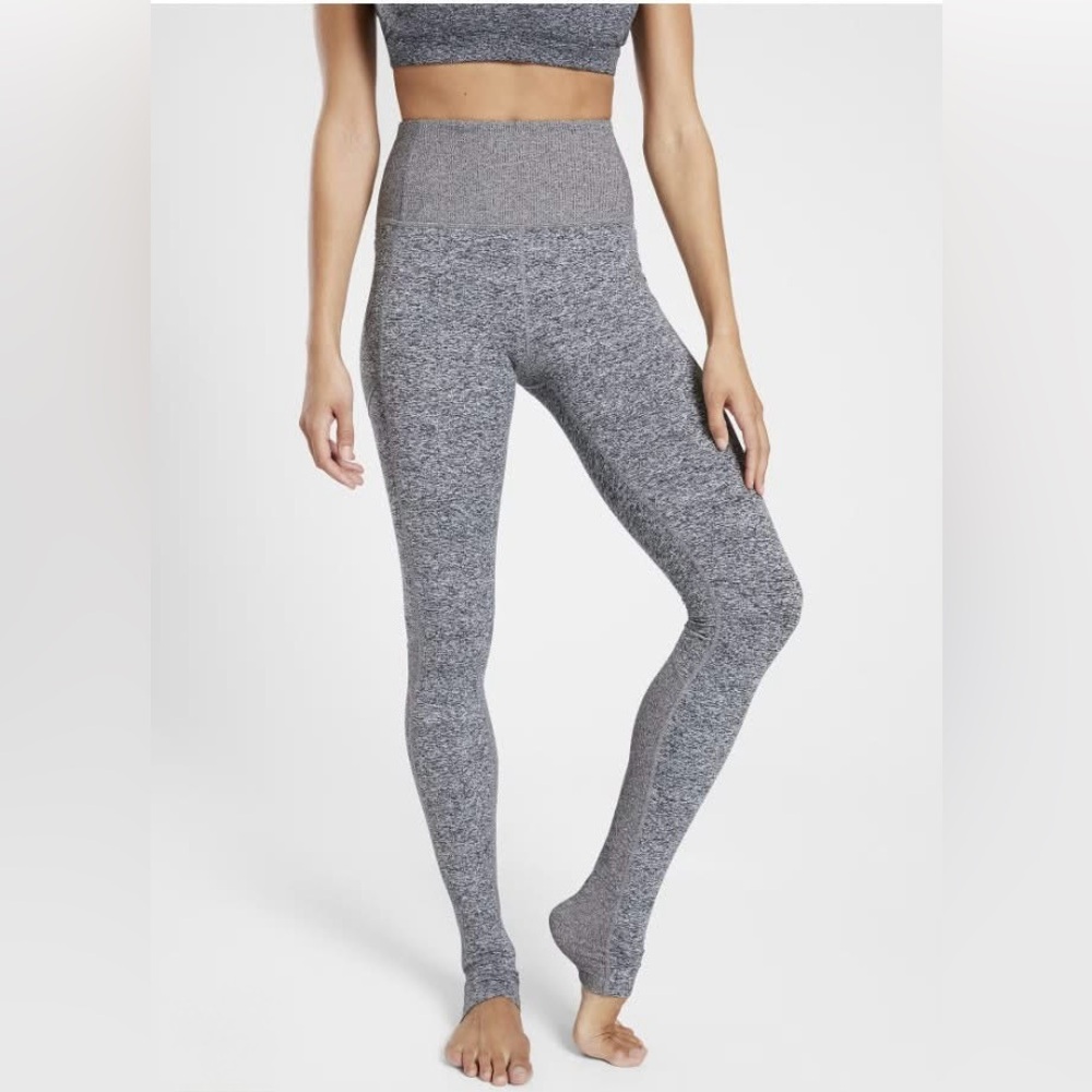 Athleta Exhale Heel Tight, Gray Heather, Size S, Side Pockets, EUC